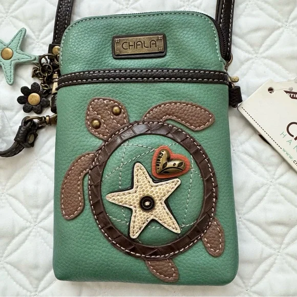 NWT - Chala Whimsy Convertible Crossbody- Teal Brown - Sea Turtle Ocean - Picture 2 of 9